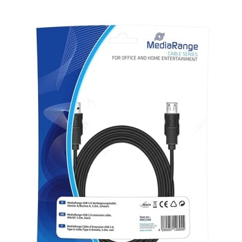 Кабел MediaRange MRCS154, от USB А(м) към USB А(ж), 1.8м, черен | JAR Computers Кабел MediaRange MRCS154