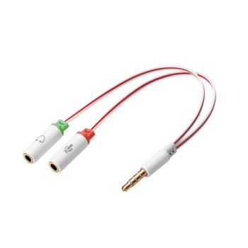 Преходник Sandberg, 3.5мм жак(м) към 2x 3.5мм жак(ж), бял | JAR Computers Sandberg Headset converter Dual-Single