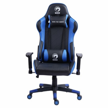 Геймърски стол Marvo Gaming Chair CH-117, до 150kg, 100 mm газов амортисьор, 2D регулируеми облегалки за ръцете, черен/син image