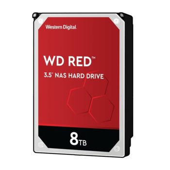 Твърд диск 8TB WD Red NAS, SATA 6GB/s, 5400rpm, 256MB кеш, 3.5" (8.89cm) | JAR Computers WD RED HDD 8TB 3.5inch