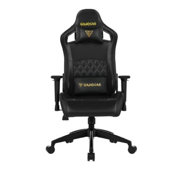 Геймърски стол Gamdias Aphrodite EF1 L, кожа, до 200 кг натоварване, облегалки за ръцете с 2D регулиране, черен | JAR Computers Gamdias Aphrodite EF1 L Black
