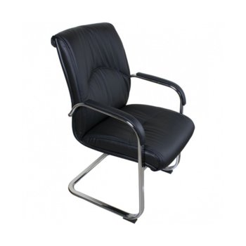 Посетителски стол RT-762 SAIL, еко кожа, подлакътници, хромирана база, черен | JAR Computers RT-762 SAIL