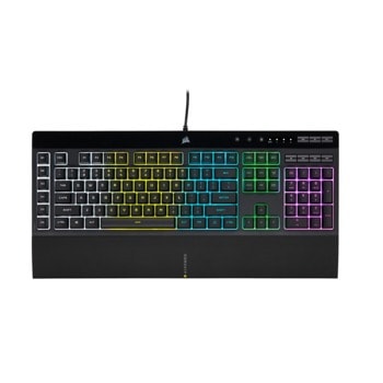 Клавиатура Corsair K55 RGB PRO, гейминг, IP42, RGB подсветка, макро бутони, USB, черна image
