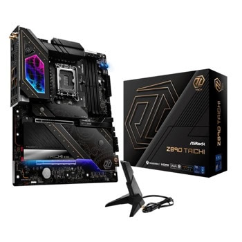 Дънна платка ASRock Z890 Taichi, Z890, LGA1851, DDR5, PCI-E 5.0 (Thunderbolt4&HDMI), 4x SATA 6Gb/s, 1x Blazing M.2 socket, 5x Hyper M.2 sockets, 2x Thunderbolt 4, 4x USB 3.2 Gen 2 Type-A, 5GbE LAN, 2.5GbE LAN, Wi-Fi 7, Bluetooth 5.4, ATX | JAR Computers ASRock Z890 Taichi 90-MXBPR0-A0UAYZ
