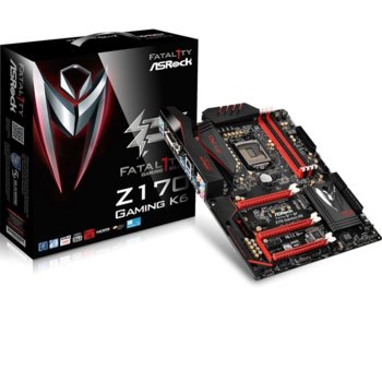 Дънна платка ASRock Fatal1ty Z170 Gaming K6, Z170, LGA1151, DDR4, PCI-E (DP&HDMI&DVI)(CFX&SLI), 6x SATA 6Gb/s, 2x SATA Express, 1x Ultra M.2 Socket, USB 3.1, ATX | JAR Computers ASRock Fatal1ty Z170 Gaming K6