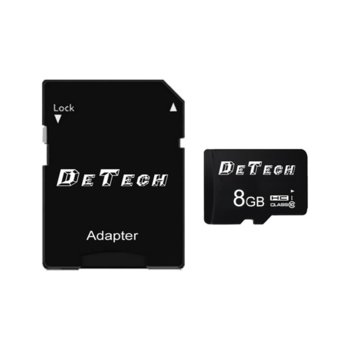 Карта памет 8GB SDHC-I, с адаптер, DeTech, Class 10 | JAR Computers DeTech Micro SDHC-I 8GB
