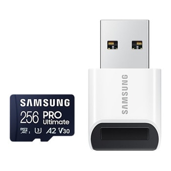 Карта памет 256GB microSDXC с USB четец, Samsung PRO Ultimate (MB-MY256SB/WW), Class UHS-I U3, скорост на четене до 200MB/s, скорост на запис до 130MB/s | JAR Computers Samsung PRO Ultimate 256GB