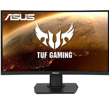 Монитор Asus TUF Gaming VG24VQE, 23.6" (59.95 cm) Curved VA панел, 165Hz, Full HD, 1ms, 100000000:1, 250cd/m2, DisplayPort, HDMI | JAR Computers Asus TUF-GAMING-VG24VQE
