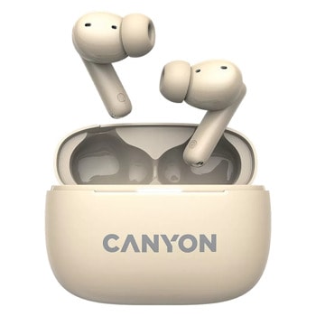 Слушалки Canyon OnGo 10 ANC (CNS-TWS10BG), безжични, микрофон, Bluetooth, шумопотискащи, бежови | JAR Computers Слушалки Canyon OnGo 10 ANC CNS-TWS10BG