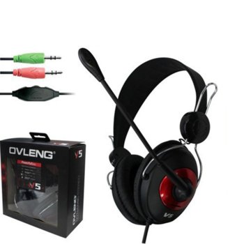 Слушалки OVLENG V5, микрофон, черни | JAR Computers OVLENG V5