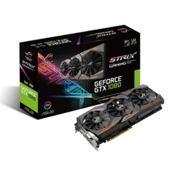 Видеокарта GeForce GTX 1080, 8GB, Asus ROG STRIX GTX1080 A8G Gaming, PCI-E 3.0, GDDR5X, 256bit, DisplayPort, HDMI, DVI | JAR Computers Asus ROG STRIX GTX1080 A8G Gaming
