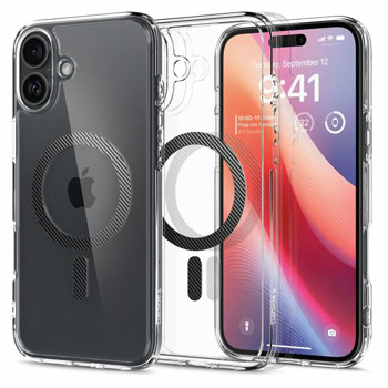 Калъф за Apple iPhone 16, хибриден (термополиуретан и поликарбонат), Spigen Ultra Hybrid MagSafe Case, удароустойчив, прозрачен | JAR Computers Spigen ACS08207