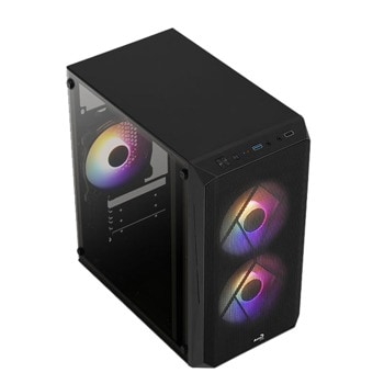 Кутия Aerocool CS-107-A-BK-V2, mATX/mITX, 1x USB 3.0, прозорец, черна, без захранване | JAR Computers Aerocool CS-107-A-BK-V2