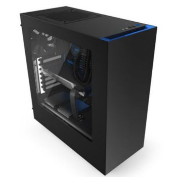 Кутия NZXT Source S340, ATX/micro ATX, 2x USB 3.0, прозорец, черна със син кант, без захранване | JAR Computers NZXT Source S340 Black/Blue CA-S340MB-GB