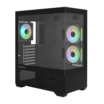 Кутия Zalman Chronix, ATX/microATX/Mini-ITX, 1x USB 3.0, 3x 120mm ARGB вентилатора, с прозорец, черна, без захранване | JAR Computers Zalman Chronix Black