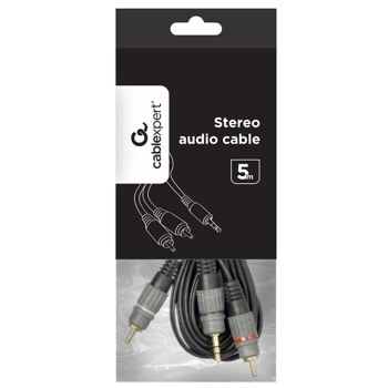 Кабел Gembird CCA-352-5M, от 3.5mm Jack(м) към 2x RCA (ж), 5m, черен | JAR Computers Кабел Gembird 3.5mm Jack(м) to 2x RCA (ж) 5m