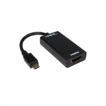 Адаптер DeTech от USB Micro B(5-pin)(м) към HDMI(ж) MHL, черен | JAR Computers Адаптер USBMicroB(5-pin)(м)-HDMI(ж) DF18158