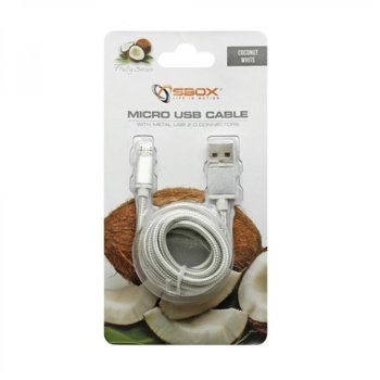Кабел SBOX USB AM-MICRO-15W, USB A(м) към USB Micro B(м), 1.5m, сплетена обвивка, бял | JAR Computers SBOX USB-10315W USB A(м) към USB Micro B(м) 1.5m