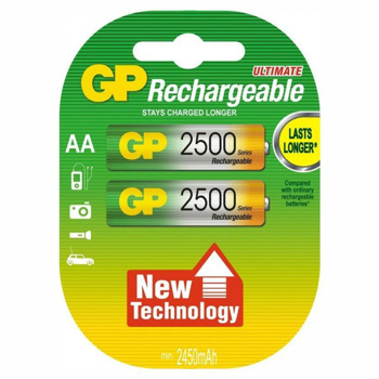 Акумулаторна батерия GP 250AAHC-EB2, AA, 1.2V, 2500mAh, NiMH, 2бр. | JAR Computers GP R6 AA 2500mAh 250AAHC-EB2