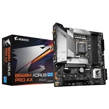 Дънна платка Gigabyte B560M AORUS PRO AX, B560, LGA1200, DDR4, PCI-E 4.0 (DP/HDMI)(CF), 6x SATA 6Gb/s, 1x USB 3.2 Gen 2x2, Wi-Fi, Bluetooth, Micro ATX | JAR Computers Gigabyte B560M AORUS PRO AX