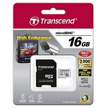 16GB microSDHC Transcend High Endurance + Adapter