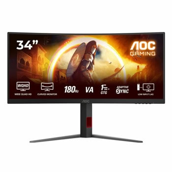 Монитор AOC CU34G4, 34" (86.36 cm) VA панел, 180Hz, UWQHD, 1ms, 2500:1, 300cd/m2, DisplayPort, HDMI | JAR Computers AOC CU34G4