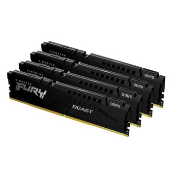 Памет 128GB (4x32GB) DDR5 5600MT/s, Kingston Fury Beast Black, KF556C40BBK4-128, 1.25V | JAR Computers Kingston 4x32GB DDR5 5600MHz Fury Beast Black