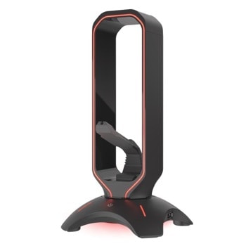 Стойка за слушалки Genesis Vanad 500 (NBU-1602), бънджи за мишка, LED подсветка, 2x USB, черна | JAR Computers Genesis Vanad 500 NBU-1602