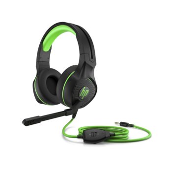 Слушалки HP Pavilion Gaming 400 Headset, микрофон, 3.5 мм жак, черни/зелени image