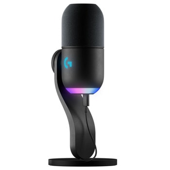 Микрофон Logitech Yeti GX (988-000569), суперкардиоиден, динамичен, RGB подсветка, 24-bit/96kHz, USB, черен | JAR Computers Logitech Yeti GX 988-000569
