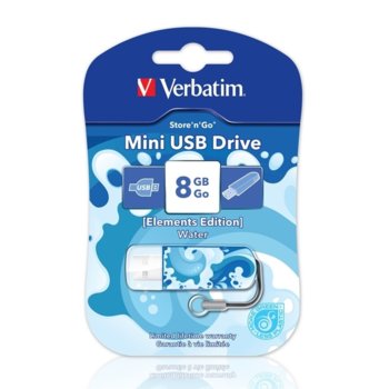 Памет 8GB USB Flash Drive, Verbatim Elements, USB 2.0, вода | JAR Computers Verbatim 8GB USB 2.0 Elements