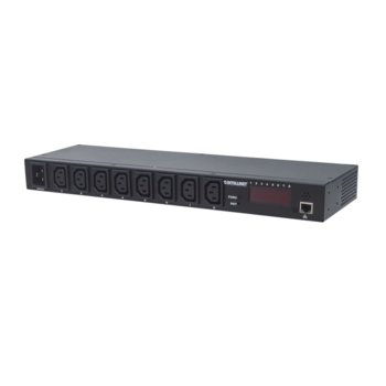 Разклонител Intellinet 163682, 19" (48.26 cm), 8 IEC320 C13 гнезда, 1x RJ-45, сензори, черен | JAR Computers Intellinet 163682