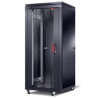 Комуникационен шкаф Formrack CSM-32U6060, 19", 32U, 600 x 600 x 1292, свободностоящ, товароносимост 600кг, 4 отвора за вентилатори в горната част, стъклена врата, черен | JAR Computers Formrack SLV-26U60100