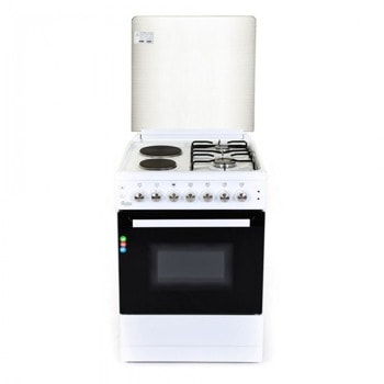 Готварска печка Zephyr ZP 1441 2E60F, 4 котлона, 6 функции, 58 литра обем на фурната, термостат, функция конвекция, чекмедже за кухненски принадлежности под фурната, бяла image