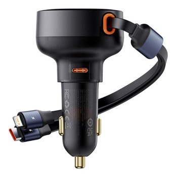 Зарядно устройство за кола Baseus Enjoyment Pro, от авт. запалка към USB C(м), Lightning(м), 30W, черен | JAR Computers Зарядно за кола Baseus Enjoyment Pro