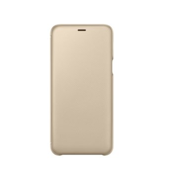 Samsung Galaxy A6+ (2018), Flip Wallet Cover, Gold