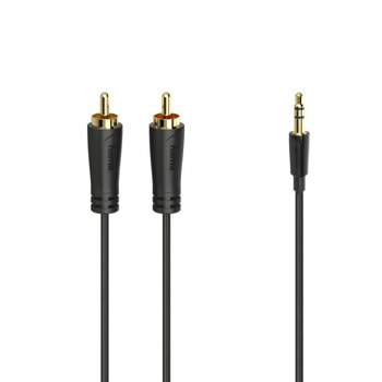 Кабел Hama 205260, от AUX(м) към 2x RCA(м), 1.5m, черен | JAR Computers HAMA 205260