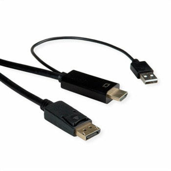 Кабел Roline 11.04.5992, HDMI/USB-A(м) към DisplayPort(м), 2m, черен, 3840x2160@60Hz | JAR Computers Roline 11.04.5992