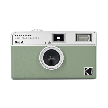 Фотоапарат Kodak Ektar H35(зелен), аналогов за многократна употреба, съвместим с 35 mm цветен негатив или черно-бял филм, 22 mm обектив, 2-елементна оптична акрилна леща, светкавица, 1/100s скорост на затвора, 1x ААА батерия | JAR Computers Kodak Ektar H35 SAGE RK0103