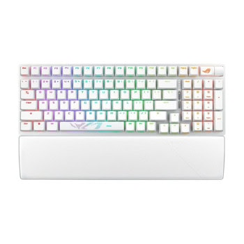 Клавиатура Asus ROG Strix Scope II 96, жична/безжична, механична, ROG NX суичове, гейминг, N-Key Rollover, RGB подсветка, бяла, USB, Bluetooth | JAR Computers Asus ROG Strix Scope II 96 White 90MP037A-BKUA30