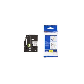 ЛЕНТА ЗА ЕТИКЕТНИ ПРИНТЕРИ BROTHER ТИП TZ - 24mm BLACK on WHITE, Flexible, P№TZEFX251 | JAR Computers Tape BROTHER TZ TZEFX251