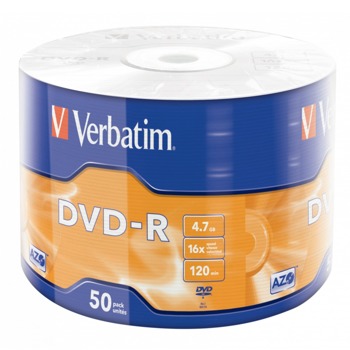 Оптичен носител DVD-R media 4.7GB, Verbatim 43788, 16x, 50бр. | JAR Computers Verbatim DVD-R 4.7GB 43788