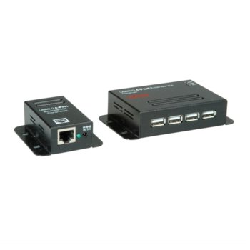 USB екстендър Roline 12.04.1101, от USB Type B(ж) към 4x USB Type A през RJ-45(Cat5e/6), 480Mbit/s | JAR Computers Roline 12.04.1101