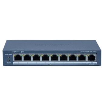 Суич Hikvision DS-3E1318P-EI, 1000Mbps, 9 порта, 8x 10/100Mbps PoE, 1x 10/100/1000Mbps RJ45, 1x 10/100/1000 RJ45 | JAR Computers Hikvision DS-3E1309P-EI
