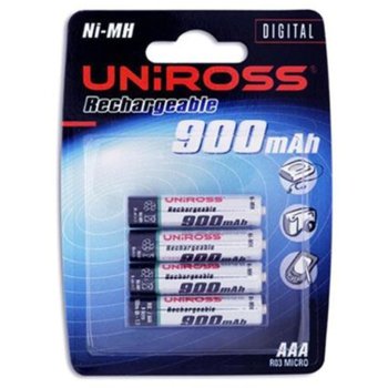 Batteries 4x AAA 900mAh NiMH, UNIROSS