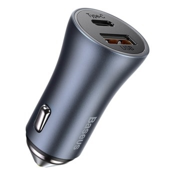 Зарядно за кола Baseus Golden Contactor Pro, от автомобилна запалка към USB C(ж) / USB A(ж), 12V, 1.5A, сиво image
