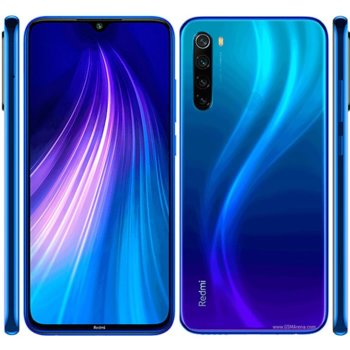 Смартфон Xiaomi Redmi Note 8 (син), поддържа 2 sim карти, 6.3" (16.00 cm) Dot Drop IPS FHD+ дисплей, осемядрен Qualcomm Snapdragon 665 2.00 GHz, 4GB RAM, 64GB Flash памет (+ microSD слот), 48+8+2+2 & 13 MPix камера, Android 9.0, 190g | JAR Computers Xiaomi Redmi Note 8 4GB/64GB DS Blue