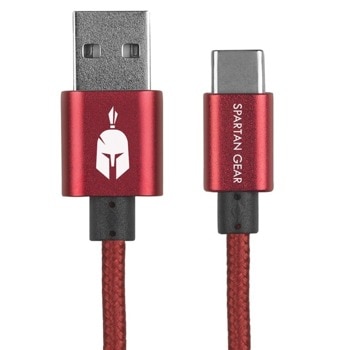 Кабел Spartan Gear, от USB A(м) към USB C(м), 2m, червен | JAR Computers Spartan Gear USB Type C 2m red
