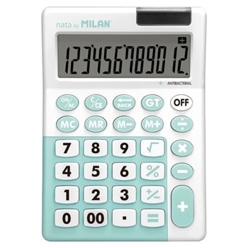 Калкулатор Milan, 12 разряден дисплей, настолен, антибактериален, 4 memory бутона,функции корен квадратен и Grand Total, различни цветове | JAR Computers Milan 2060120085
