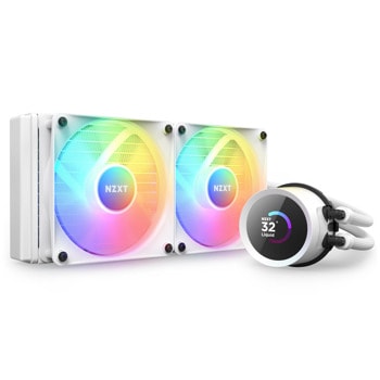 Водно охлаждане за процесор NZXT Kraken 240 RGB Whitе, съвместимост със сокети Intel LGA 1700/1200/115x & AMD AM5/AM4 | JAR Computers Охлаждане за процесор NZXT Kraken 240 RGB WH